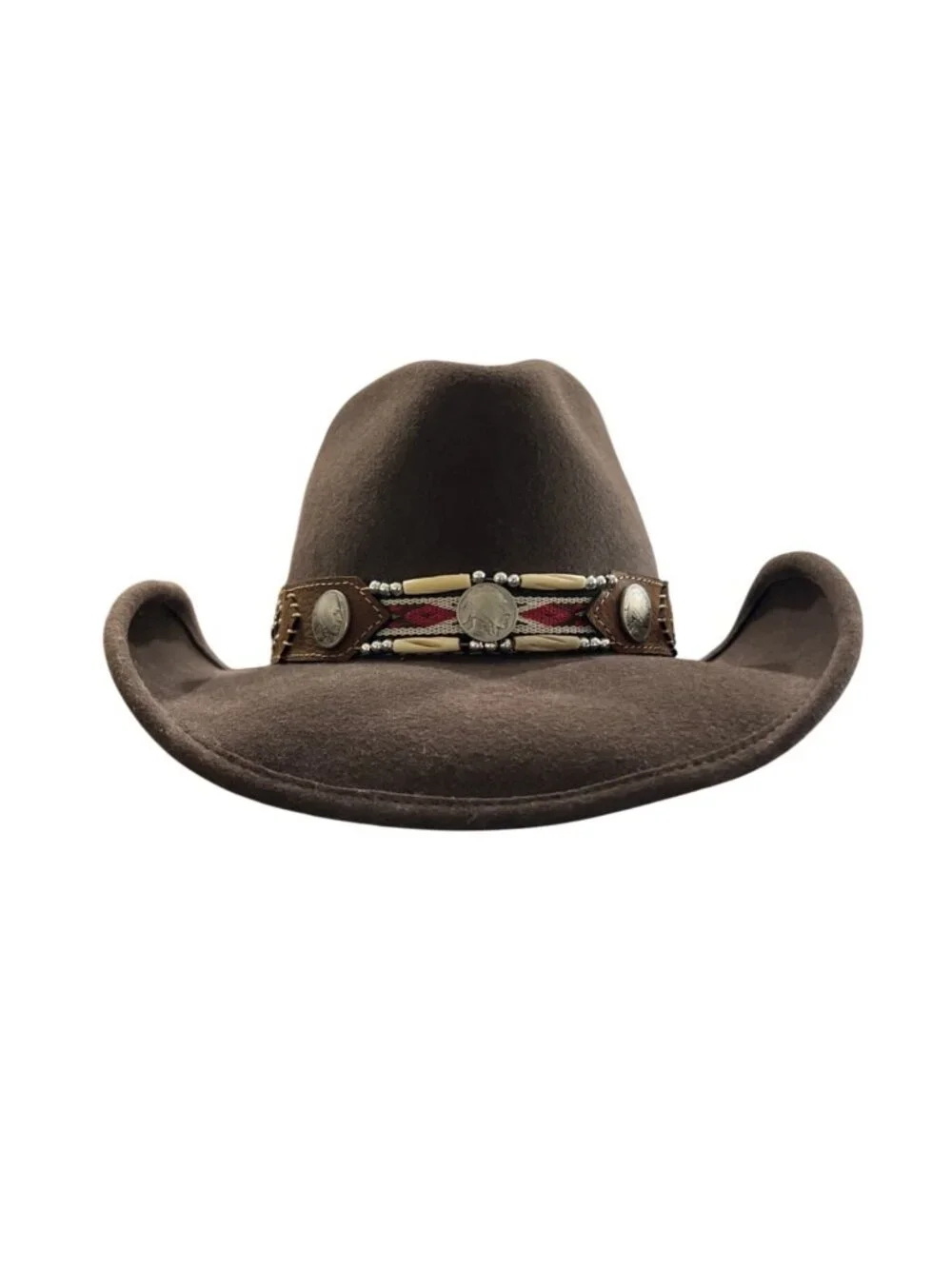 Bullhide Get Along Wool Felt Cowboy Hat Size M Western Beaded Band - Picture 2 of 13